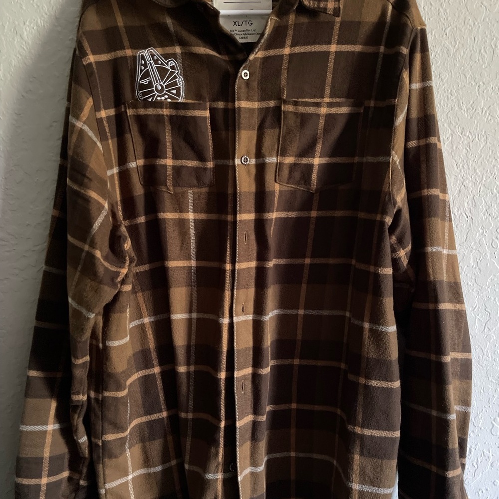 Cakeworthy Star Wars Chewbacca Brown Plaid Flannel Shirt